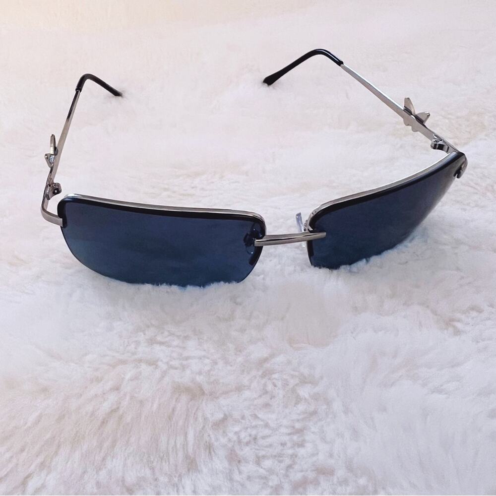 Delia Blue Rimless Butterfly Accent Sunglasses - Picture 9 of 10